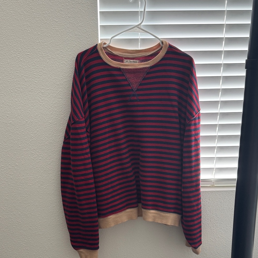 Free People Red and Black Striped Sweater